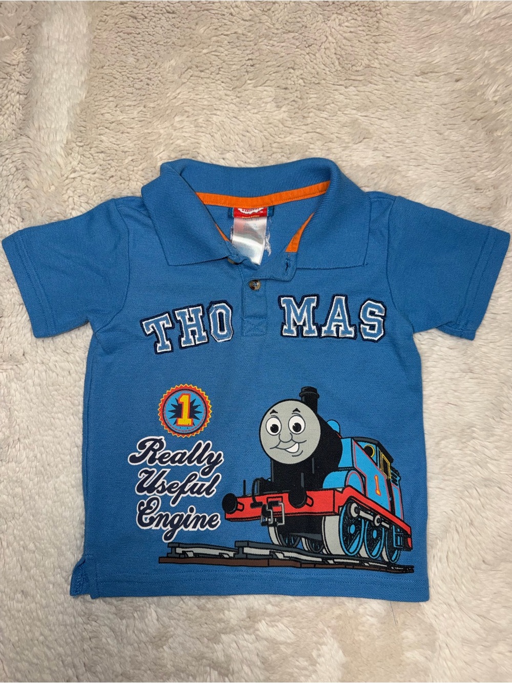 Vintage Y2K Thomas the Tank Engine Blue Boys' Polo Shirt